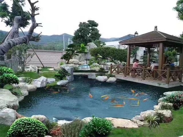 长沙庭院鱼池假山设计